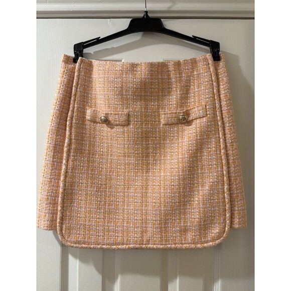 Maje womens Jilandra Tweed Short Mini Skirt size 40 EU (10 US) Orange Pink $325 - Picture 6 of 12
